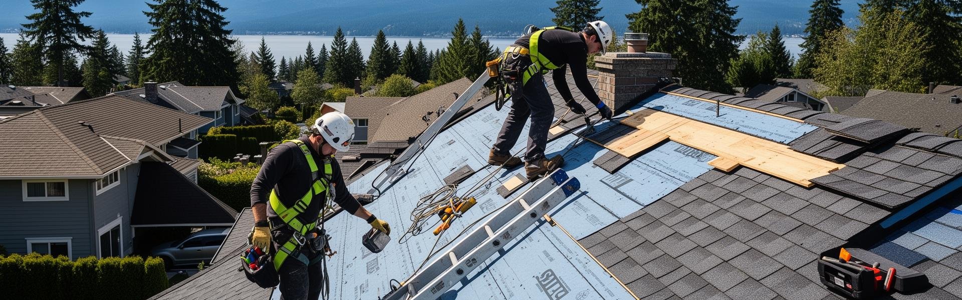 Strata Roofing crew working on a roof